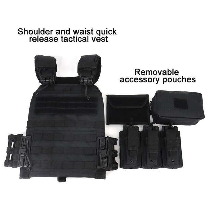 Quick Release Tactical Plate Carrier with Magazine Map Medical Pouch
